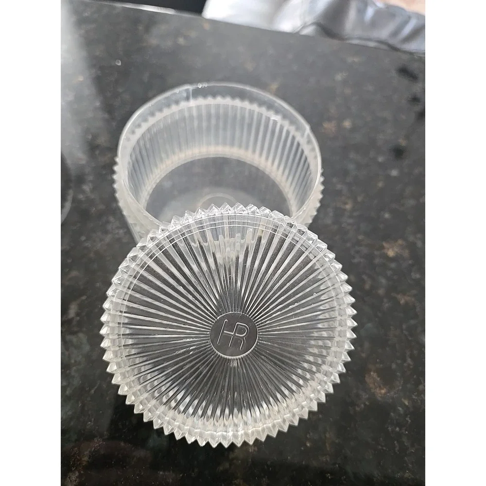 Helena Rubinstein Vintage Clear Ribbed W/ Lid‎ Vanity Powder Box Lucite Set Of 2